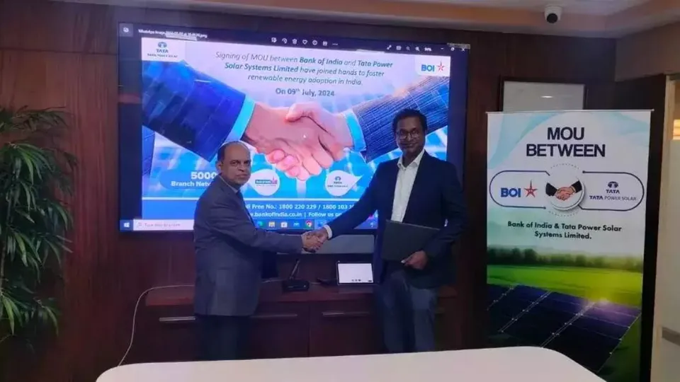 Tata Power Solar Systems Ltd (TPSSL) on Friday said it has partnered with Bank of India (BOI)