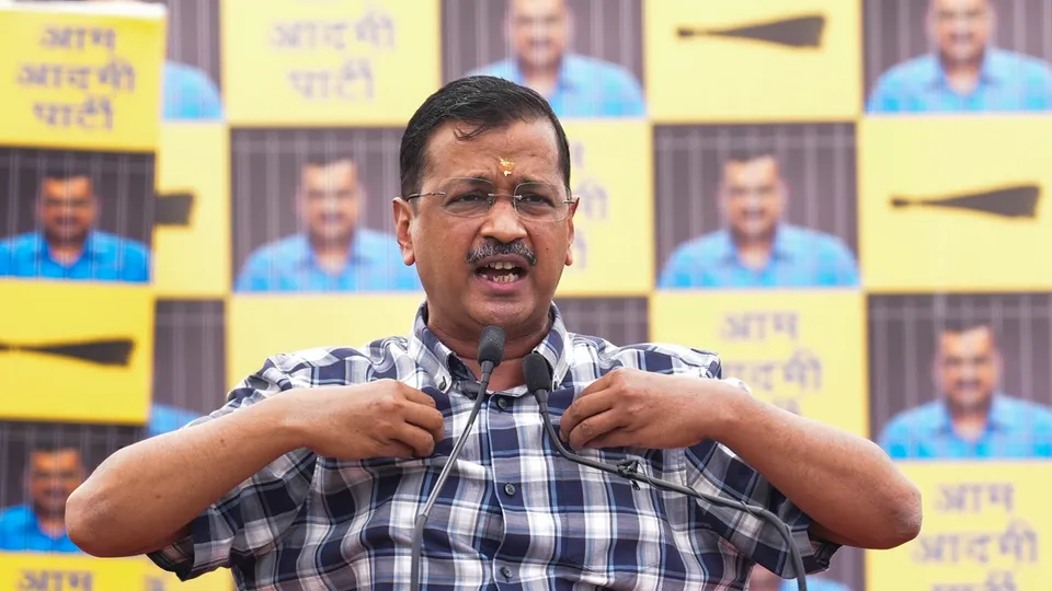 Delhi Chief Minister Arvind Kejriwal addresses a press conference, a day after the Supreme Court granted him interim bail in a money laundering case, at the AAP office in New Delhi, Saturday, May 11, 2024.