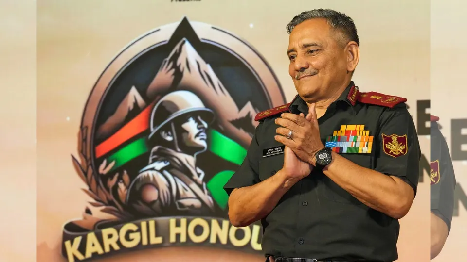 Chief of Defence Staff (CDS) General Anil Chauhan addresses an event for the upcoming 25th anniversary of the Kargil Vijay Diwas, in New Delhi, Thursday, July 18, 2024.