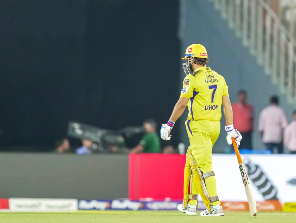 Chennai Super Kings batter Mahendra Singh Dhoni during the IPL 2023 cricket match between Gujarat Titans and Chennai Super Kings, at the Narendra Modi Stadium in Ahmedabad