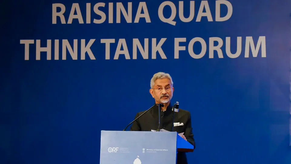 External Affairs Minister S. Jaishankar addresses the inaugural Quad Think Tank Forum on the sidelines of the Raisina Dialogue 2024, in New Delhi, Saturday, Feb. 24, 2024