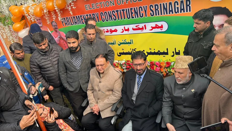 MP Rajya Sabha Gulam Ali Khatana along with Former MLC Surinder Ambardar inaugurated the Parliamentary Election office in Srinagar
