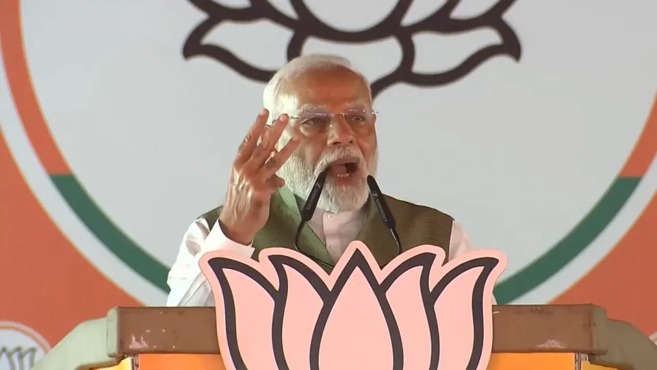 Prime Minister Narendra Modi speaks during a public meeting for Jammu & Kashmir Assembly elections, in Srinagar, Thursday, Sept. 19, 2024.