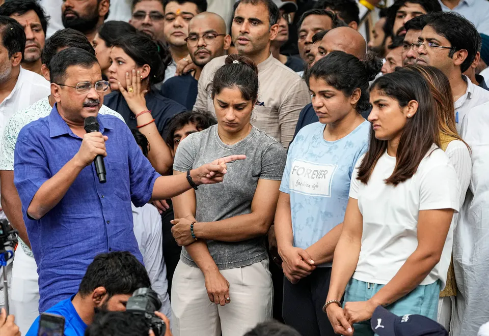 Arvind Kejriwal Wrestlers protest at Jantar Mantar