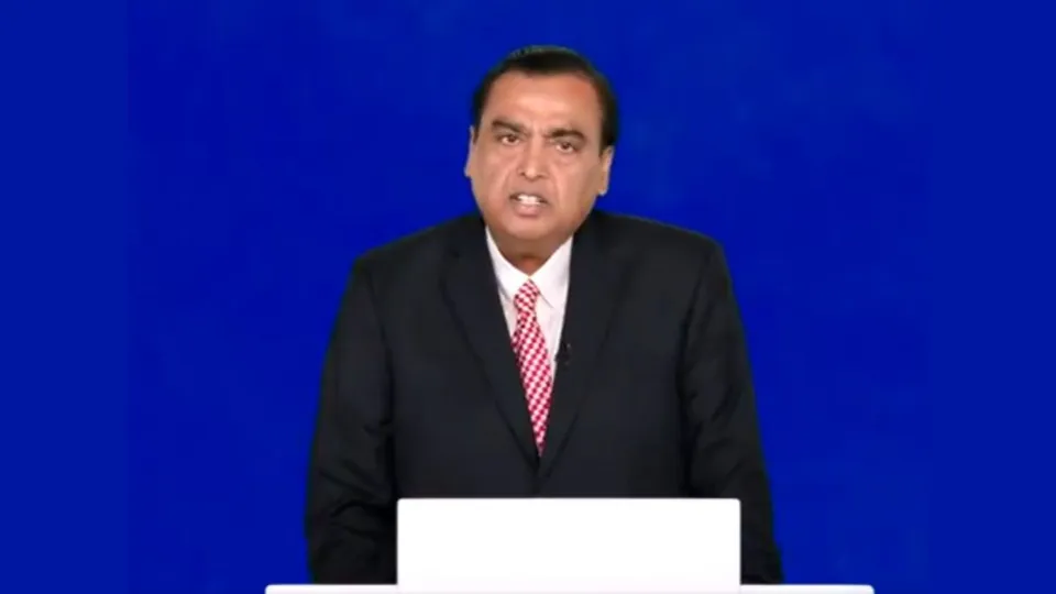Reliance Industries Chairman Mukesh Ambani speaking at the RIL's 47th annual general meeting
