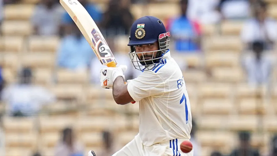 India's Rishabh Pant plays a shot on the third day of the first test cricket match between India and Bangladesh, at the MA Chidambaram Stadium, in Chennai, Saturday, Sept. 21, 2024