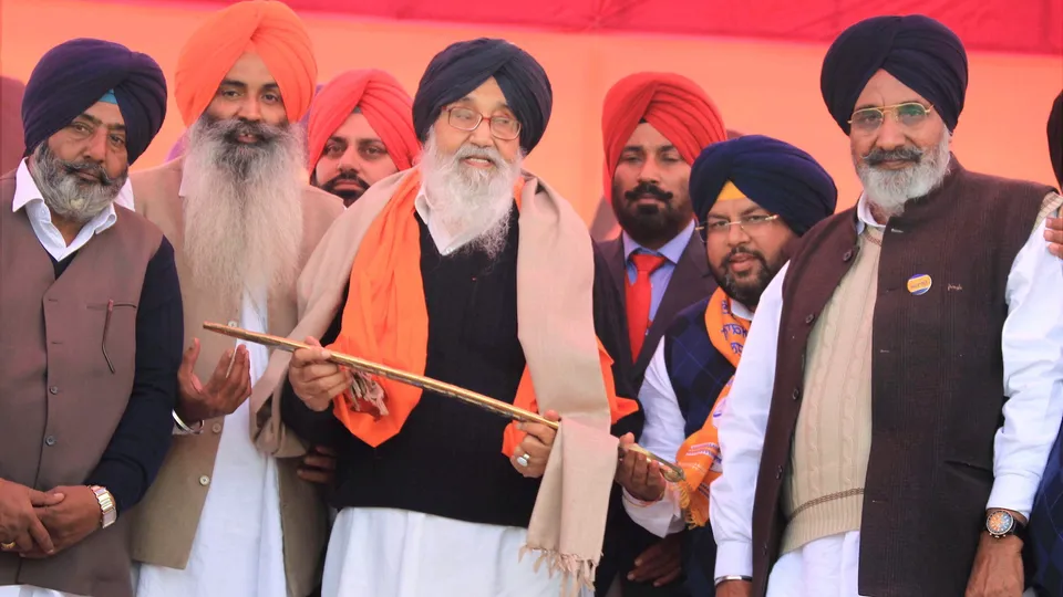 In this Sunday, on Jan 22, 2017 file image, Parkash Singh Badal attends an election rally in Bathinda