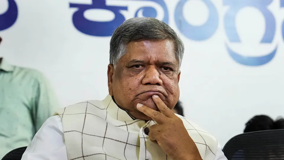 In this Monday, April 17, 2023 photo former Karnataka CM Jagadish Shettar attends a press conference in Bengaluru.