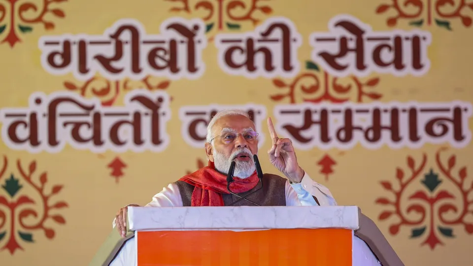 Prime Minister Narendra Modi addresses during the foundation stone laying and inauguration of various projects, in Varanasi