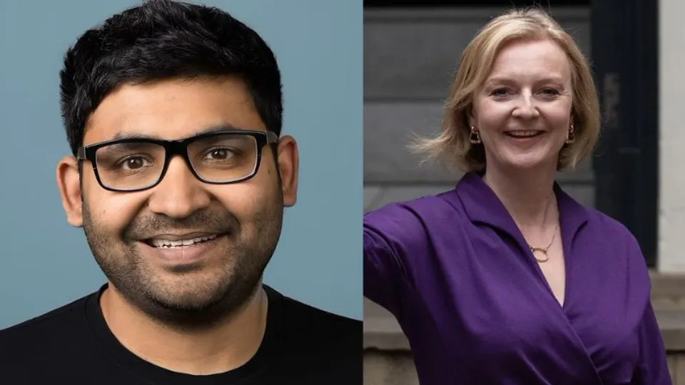 Parag Agrawal (Left); Liz Truss (Right)