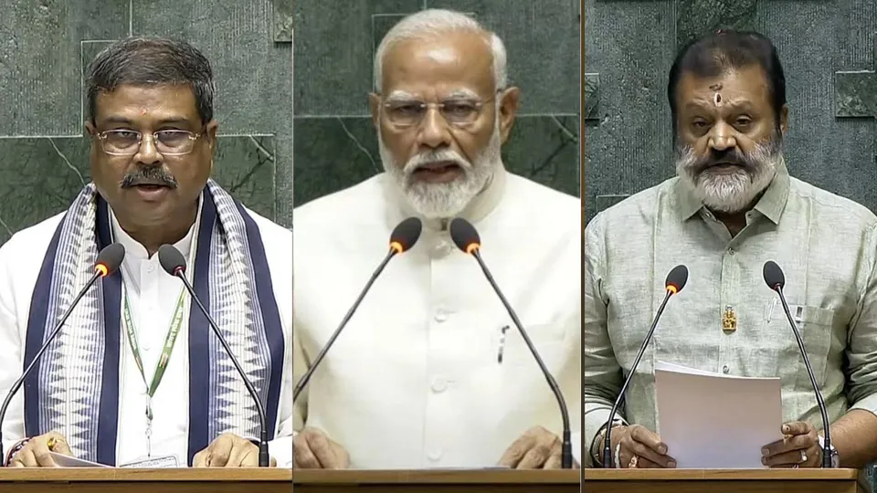 Dharmendra Pradhan Narendra Modi Suresh Gopi