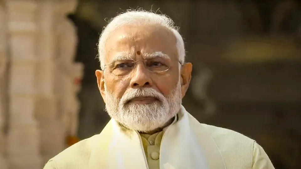 Prime Minister Narendra Modi after the 'Pran Pratishtha' ceremony at the Ram Mandir, in Ayodhya