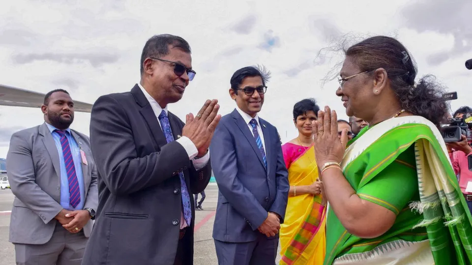 Droupadi Murmu is seen off as she departs for Auckland from Nadi, Wednesday, Aug. 7, 2024