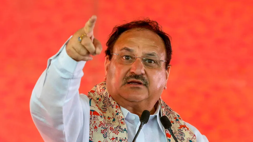 BJP National President JP Nadda addresses a public meeting for Lok Sabha elections