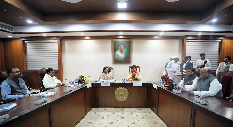 Madhya Pradesh Chief Minister Mohan Yadav during his first cabinet meeting, in Bhopal, Wednesday, Dec. 13, 2023.