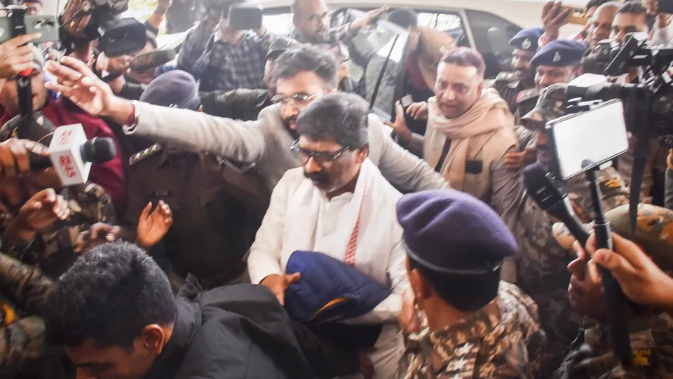 Former Jharkhand chief minister and JMM leader Hemant Soren arrives at State Assembly premises