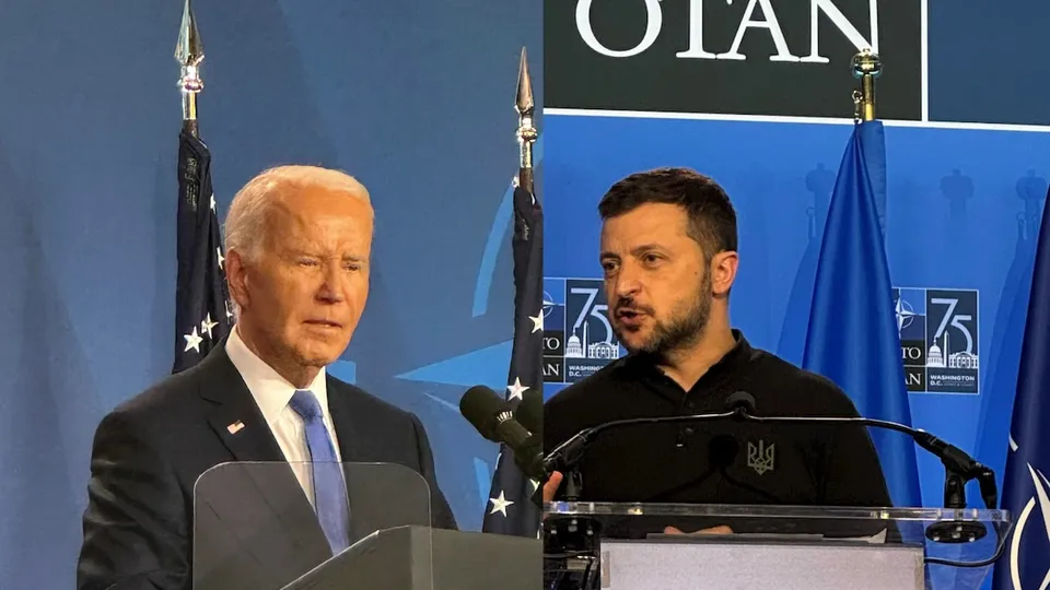 Joe Biden and Volodymyr Zelenskyy at NATO Summit