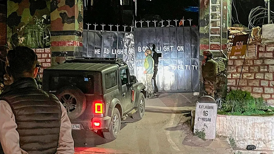 Security personnel stand guard after a militant attack on army vehicles, in Poonch district, Saturday, May 4, 2024