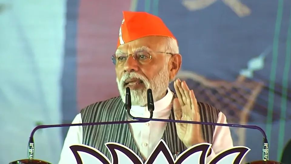 Prime Minister Narendra Modi addresses a public meeting in Kanker, Chhattisgarh, Thursday