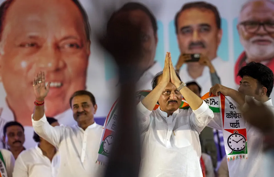 Maharashtra Deputy Chief Minister and NCP leader Ajit Pawar and senior leader Praful Patel during the party meeting at MET Bandra, in Mumbai