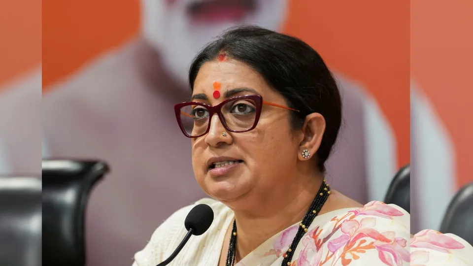 Union Minister Smriti Irani addresses a press conference at the BJP headquarters, in New Delhi, Thursday, May 23, 2024