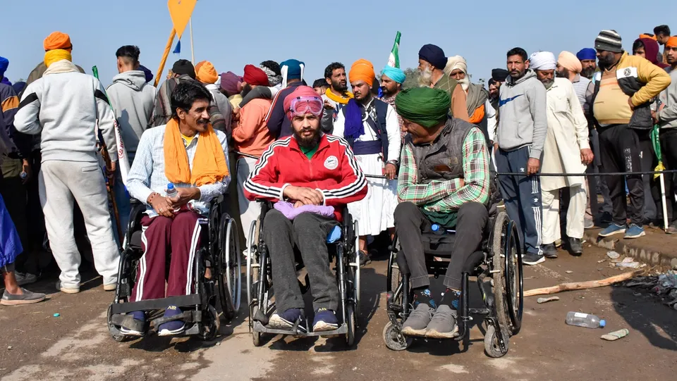 Farmers at the Punjab-Haryana Shambhu border during their 'Delhi Chalo' protest march, near Patiala district