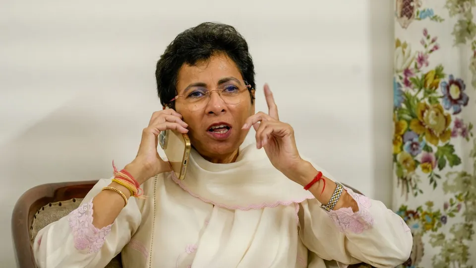 Haryana Congress leader Kumari Selja at her residence on Haryana Assembly polls results day, in New Delhi, Tuesday, Oct. 8, 2024.