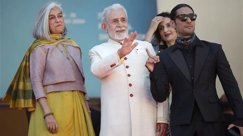 Ratna Pathak and Naseeruddin Shah for the restored version of film 'Manthan' (The Churning) presented as part of Cannes Classics