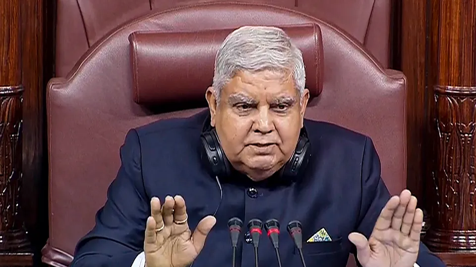 Rajya Sabha Chairman Jagdeep Dhankhar conducts proceedings during ongoing Monsoon session of Parliament, in New Delhi