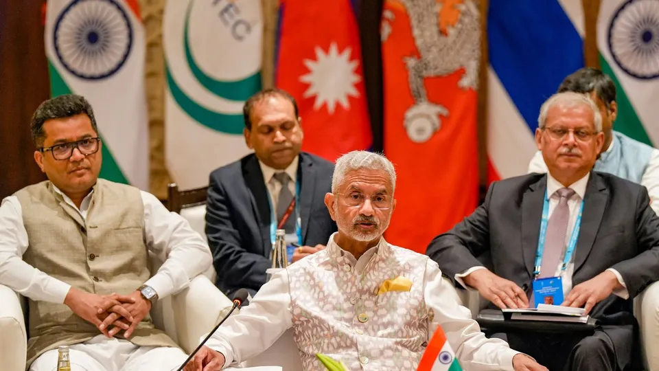 Union External Affairs Minister S Jaishankar with other leaders during the 2nd BIMSTEC Foreign Ministers' Retreat, in New Delhi, Thursday, July 11, 2024.