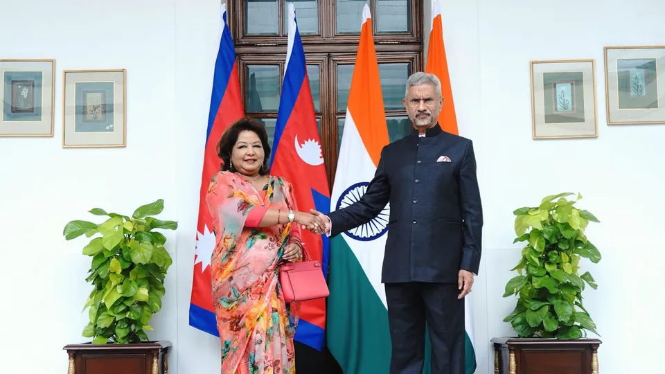 Foreign Minister of Nepal Dr. Arzu Rana Deuba with External Affairs Minister S Jaishankar during a meeting, in New Delhi.