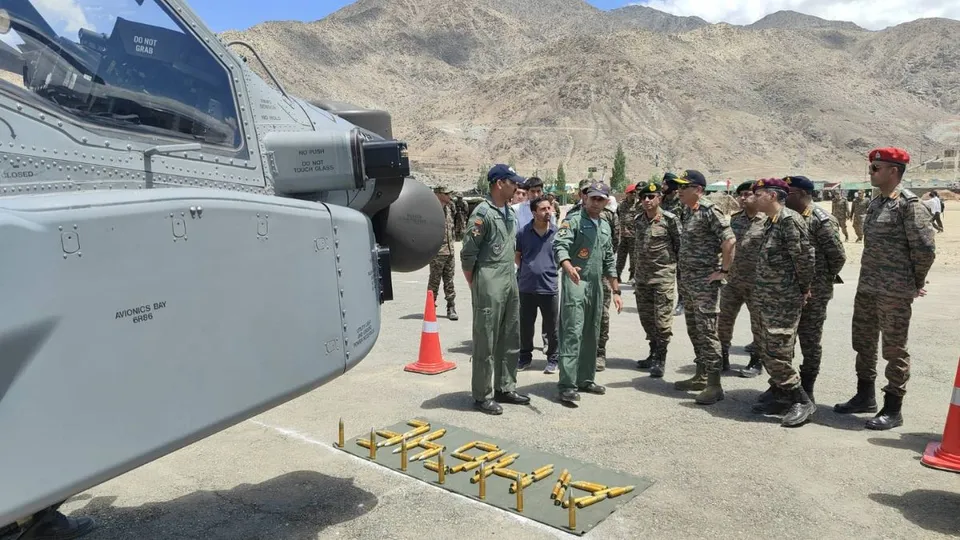 A display of Defence equipment including Apache Attack Helicopter was organised at Kargil on 13 & 14 Jul 24