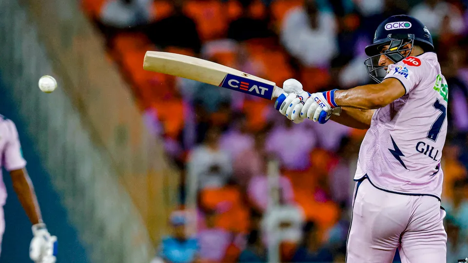 Gujarat Titans batter Shubman Gill plays a shot during the IPL 2023 cricket match against Sunrisers Hyderabad on May 15