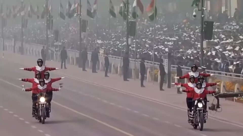 Motorcycle display on Naari Shakti Republic Day Parade
