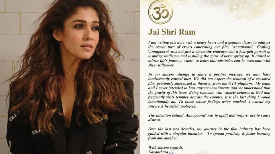 Nayanthara apologises Annapoorni