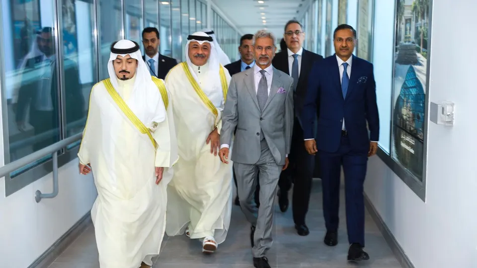 External Affairs Minister S. Jaishankar with Minister of Foreign Affairs of Kuwait Abdullah Ali Al-Yahya during a meeting, in Kuwait.