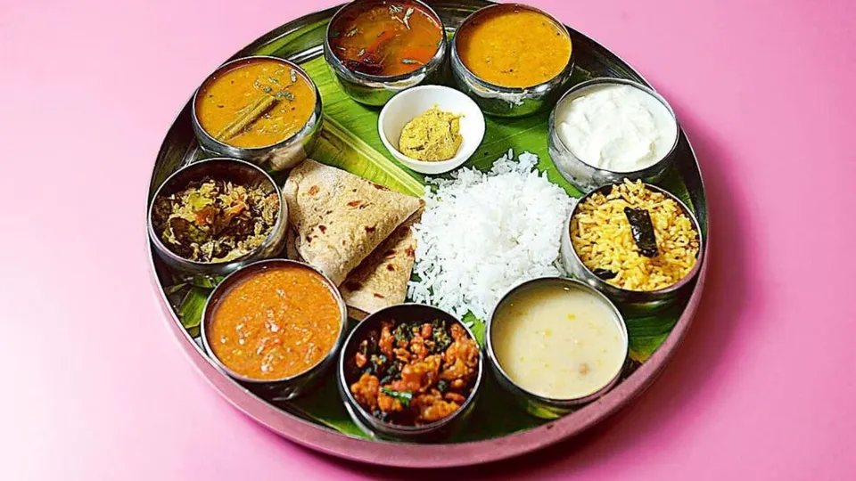 vegetarian thali, food, indian food 