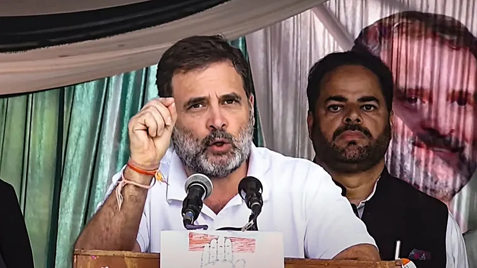 Leader of Opposition in Lok Sabha and Congress MP Rahul Gandhi addresses a public meeting ahead of Jammu and Kashmir Assembly elections, in Ramban, Jammu, Wednesday, Sept. 4, 2024.