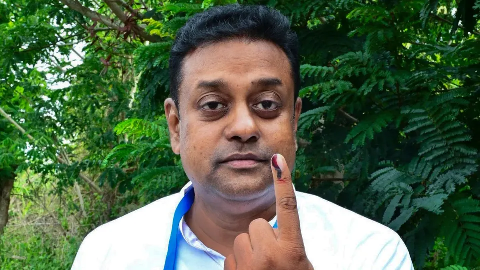 BJP candidate Sambit Patra after casting his vote at a polling booth during the sixth phase of Lok Sabha elections, in Puri, Saturday, May 25, 2024