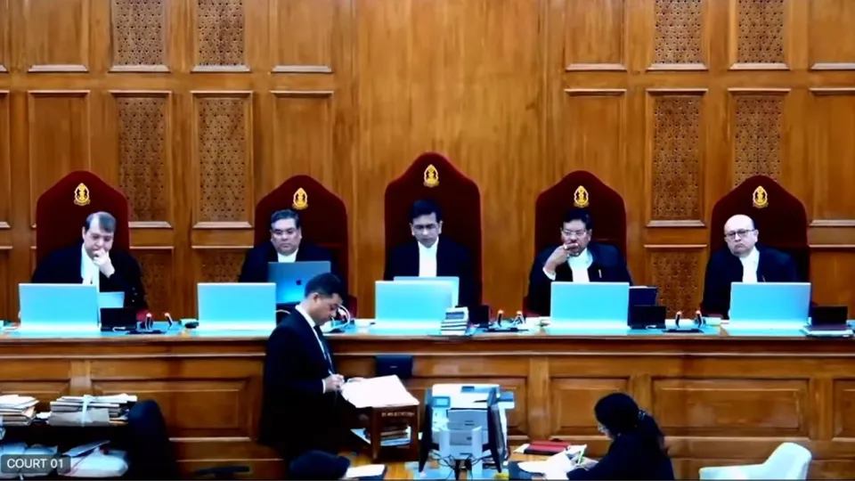 The five-judge constitution bench headed by Chief Justice of India D.Y. Chandrachud hearing Electoral Bonds case, in New Delhi