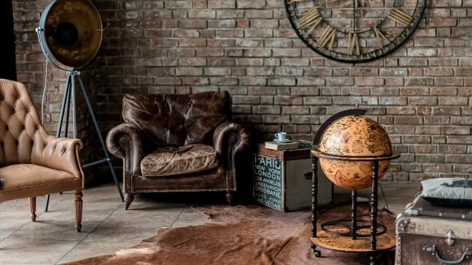 old-fashioned room interior with antique furniture decoration