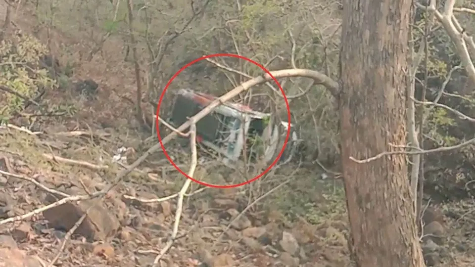 A bus undergoing repairs plunged into a 50-foot gorge in Karoli Ghat, Burhanpur, Madhya Pradesh, on Saturday.