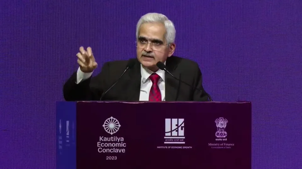 RBI Governor Shaktikanta Das delivers the plenary address at the 'Kautilya Economic Conclave', in New Delhi