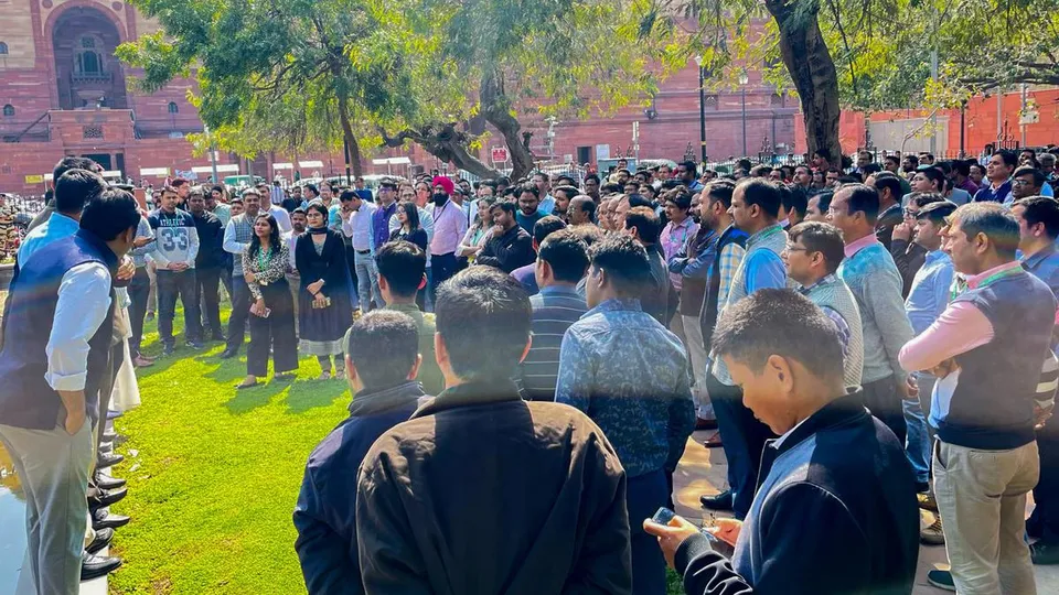 Central Secretariat Service officers protesting on  Thursday