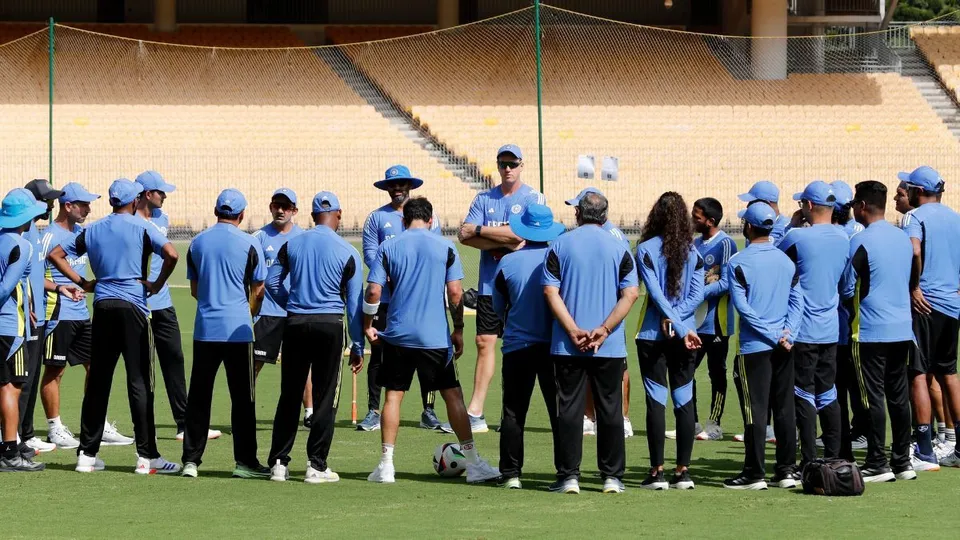 Indian players during their first training session ahead of two-match Test series