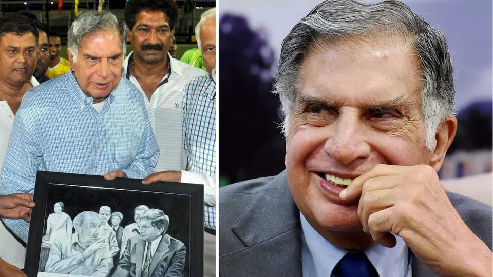 Chairman Emeritus of Tata Sons Ratan Tata is presented a memento during the final of Colaba Sports League (CSL) at the Cooperage Football Stadium in Mumbai on Friday.