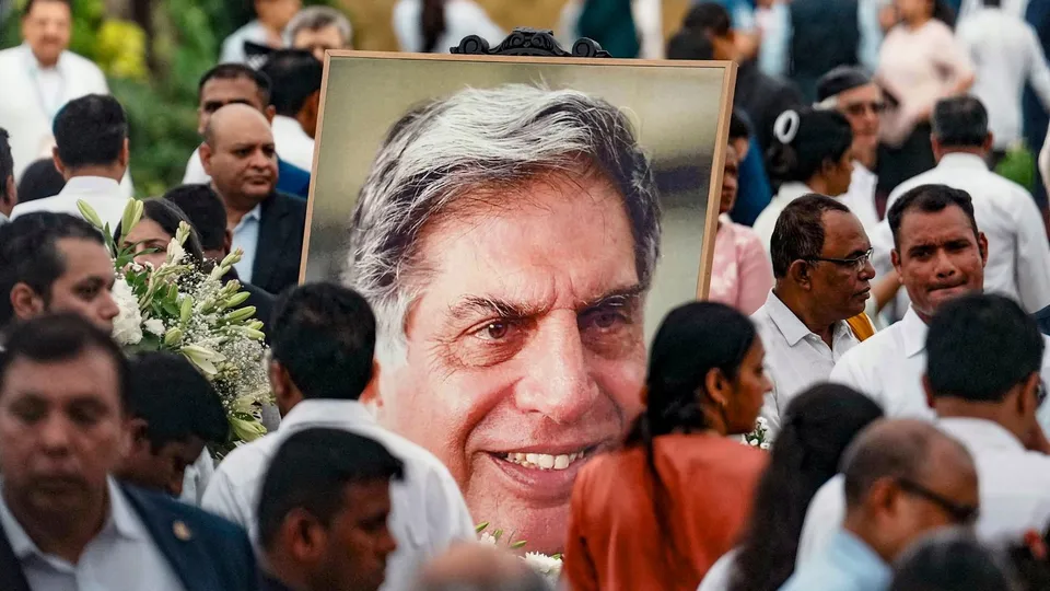 People pay homage to business leader Ratan Tata at NCPA lawns, in Mumbai, Thursday, Oct. 10, 2024.