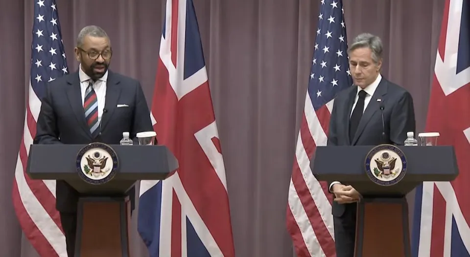 James Cleverly and US Secretary of State Antony Blinken