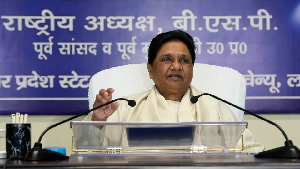 BSP Supremo Mayawati during a meeting with senior office-bearers and district presidents, in Lucknow, Sunday, Aug. 11, 2024.