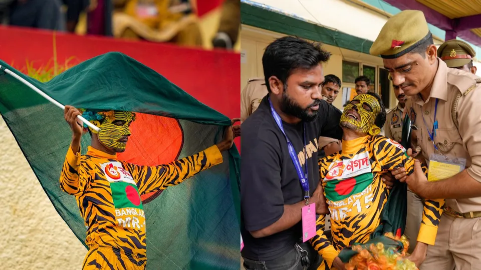 A Bangladeshi supporter after he was heckled by miscreants during the first day of the 2nd cricket Test match between India and Bangladesh at the Green Park Stadium, in Kanpur, Friday, Sept. 27, 2024.
